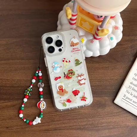 L62532 クリスマスフレンズクリアiPhoneケース