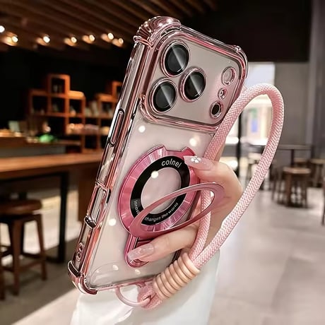 K23346 メタリックリングストラップiPhoneケース