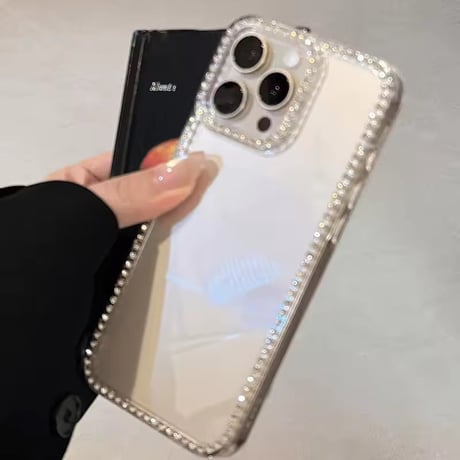 【即納商品】L62469 きらめきビジューフレームクリアiPhoneケース