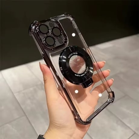 【即納商品】K23012 MagSafe対応 メタルリング付きクリアiPhoneケース