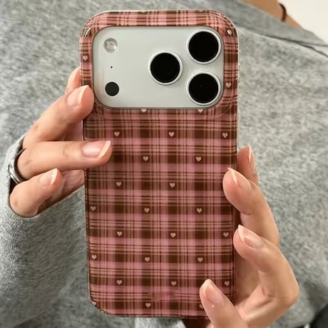 S76010 プチハートタータンチェックiPhoneケース