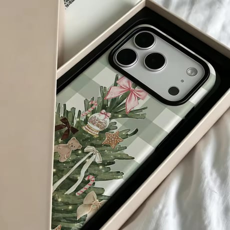 S75947 リボンクリスマスツリーiPhoneケース