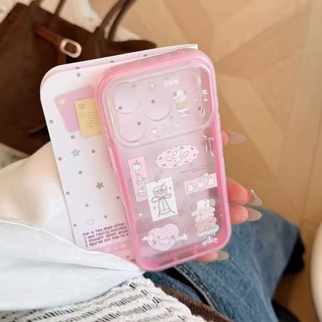 L62546 ピンクフレームステッカーiPhoneケース