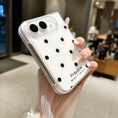 S75985 ドット＆チェックパールハートiPhoneDuo