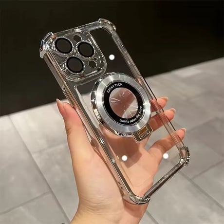 【即納商品】K23012 MagSafe対応 メタルリング付きクリアiPhoneケース
