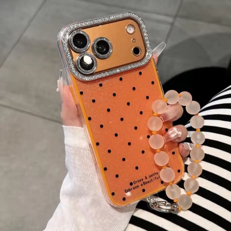 K23286 キラキラドットビーズストラップiPhoneケース