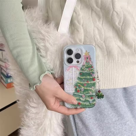 S75946 キラキラクリスマスツリーiPhoneケース