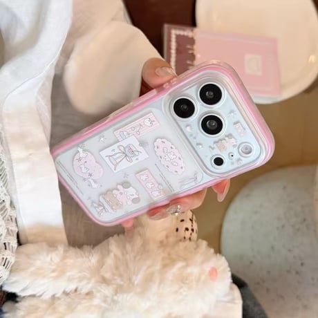 L62546 ピンクフレームステッカーiPhoneケース