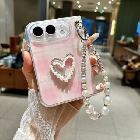 S75985 ドット＆チェックパールハートiPhoneDuo