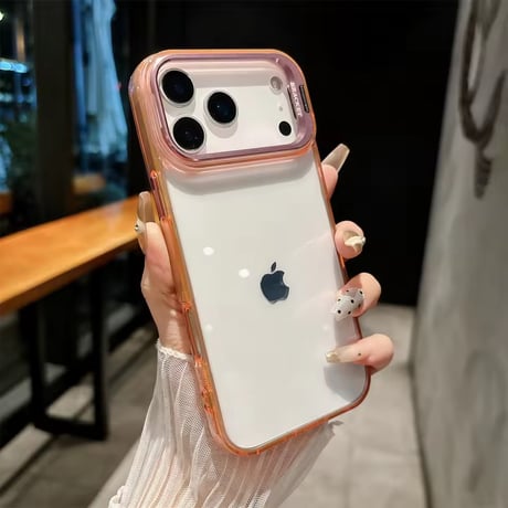 K23205 カラーフレーム カメラスタンド付き クリアiPhoneケース