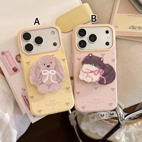 K23200 アニマルグリップ付き リボン iPhoneケース