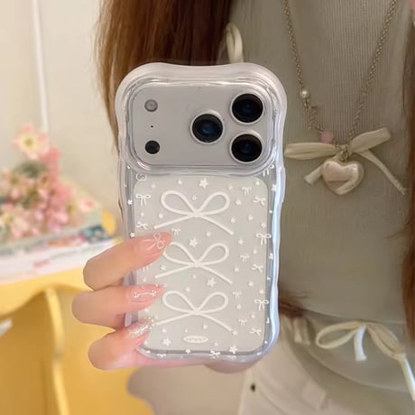 L62489 リボンデザイン クリアiPhoneケース