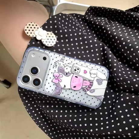 S75713 ドット×ミルクカウ クリアiPhoneケース
