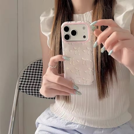 S75765 リボンハートiPhoneケース