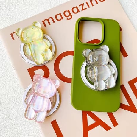 【即納商品】P0390 オーロラくま MagSafe対応スマホグリップ