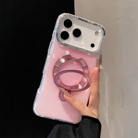 【即納商品】K22916 リング付き グリッターライン iPhoneケース（MagSafe対応）