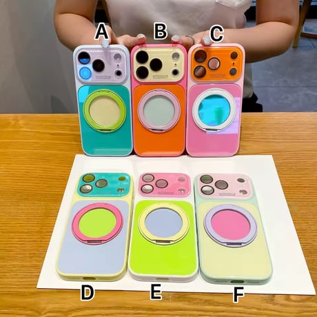 K23332 カラーブロックリングスタンドiPhoneケース