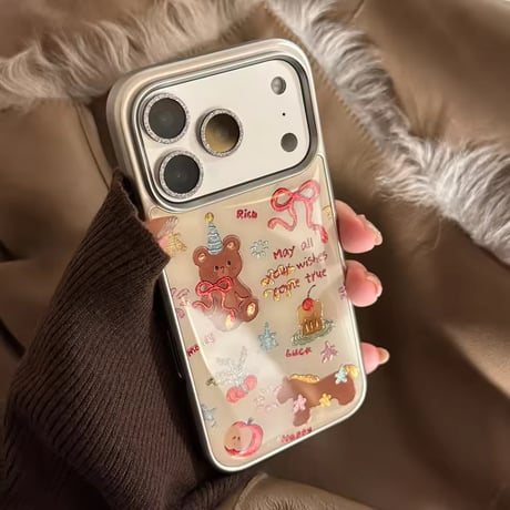 S75766 リボンベア＆スイーツ クリア iPhoneケース