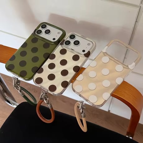 K23310 レトロドットストラップ付きiPhoneケース