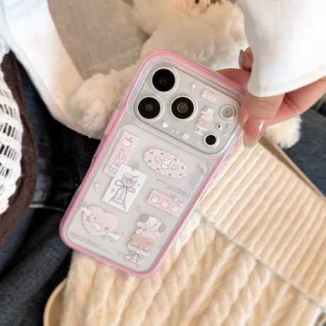 L62546 ピンクフレームステッカーiPhoneケース