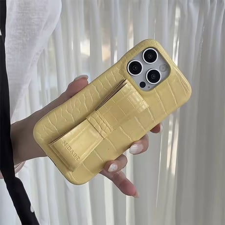 【即納商品】K23035 クロコ調リボンスタンド付き iPhoneケース