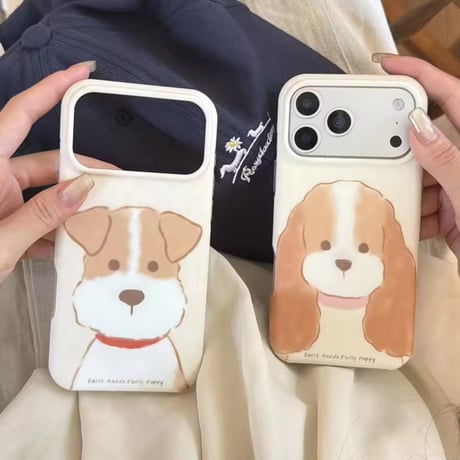 S75709 ふわもこわんこイラスト iPhoneケース