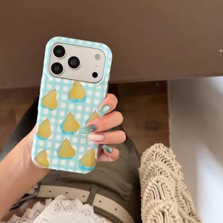 S75777 洋なしチェック iPhoneケース