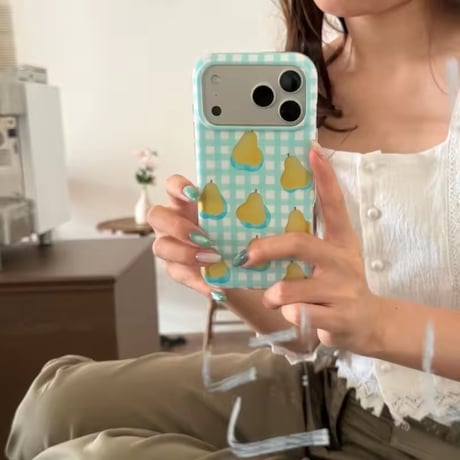 S75777 洋なしチェック iPhoneケース