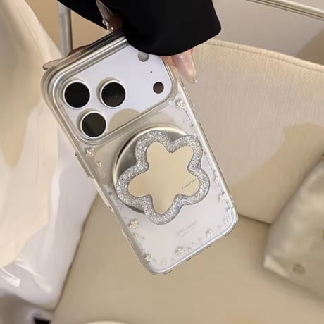 K23232 フラワーミラー MagSafeソケット付き クリア iPhoneケース