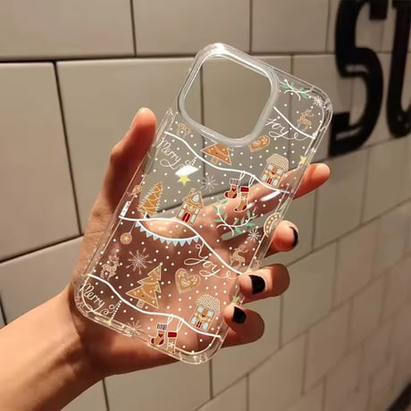 L62531 クリスマスタウンクリアiPhoneケース