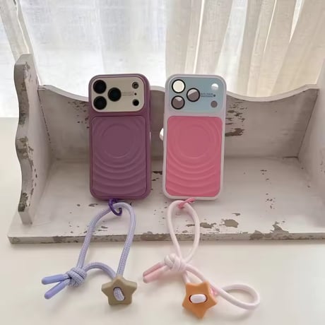K23327 ウェーブパネルストラップ付きiPhoneケース