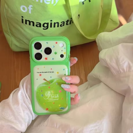S75888 フレッシュグリーンアップルスターiPhoneケース