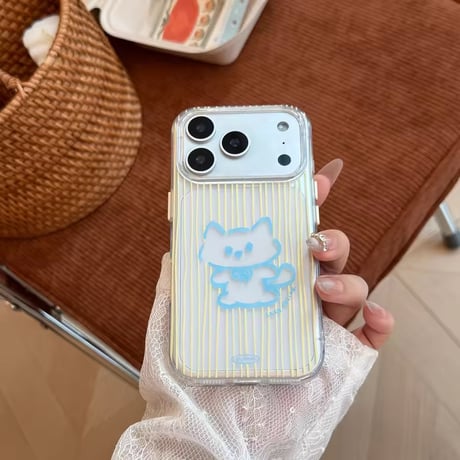 S75745 ゆるアニマル ストライプ iPhoneケース
