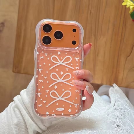 L62489 リボンデザイン クリアiPhoneケース