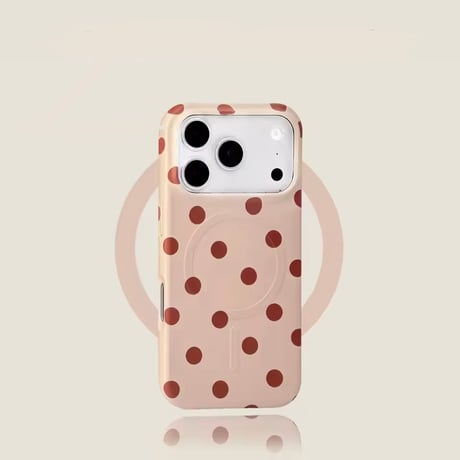 K23266 カラフルドットハート MagSafeグリップ付き iPhoneケース
