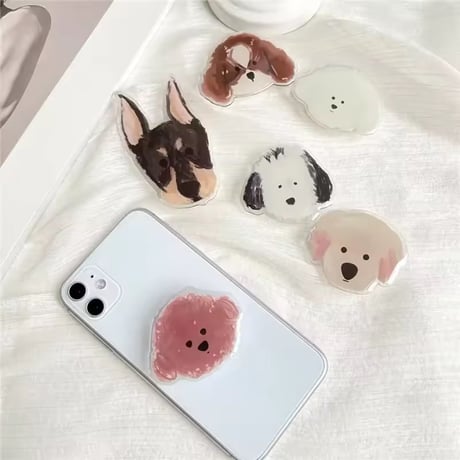 【即納商品】P0381 ゆるわんこ フェイススマホグリップ