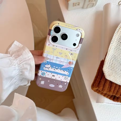 K23318 パステルパッチワークMagSafeハートグリップiPhoneケース