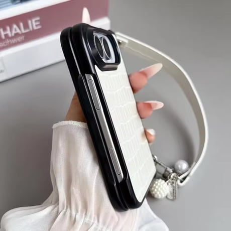 K23295 クロコ調ストラップ付きiPhoneDuoケース