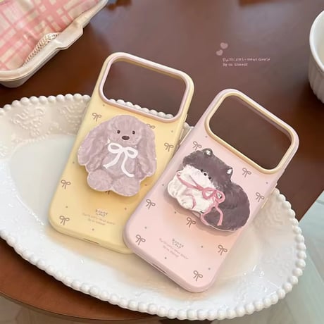 K23200 アニマルグリップ付き リボン iPhoneケース