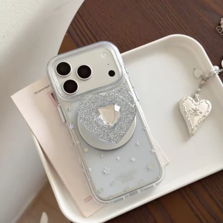 【即納商品】K23170 ハートMagSafeグリップ付きクリアiPhoneケース