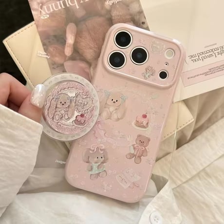 K23288 スイートベア＆バニーMagSafeグリップiPhoneケース
