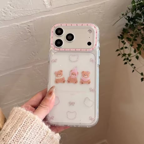 L62501 くまリボンキラキラクリア iPhoneケース