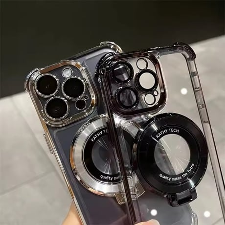 【即納商品】K23012 MagSafe対応 メタルリング付きクリアiPhoneケース