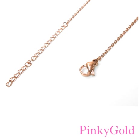 ステンレス　結びリボンネックレス　ピンクゴールド