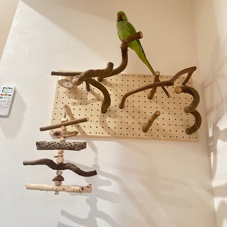【Ｔ様専用】自由にカスタム 壁掛けバードアスレチック【インコ 自然木 止まり木】