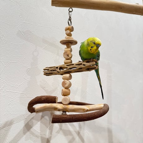 ゆらゆらUFOブランコ② 【自然木の止まり木 インコのおもちゃ】