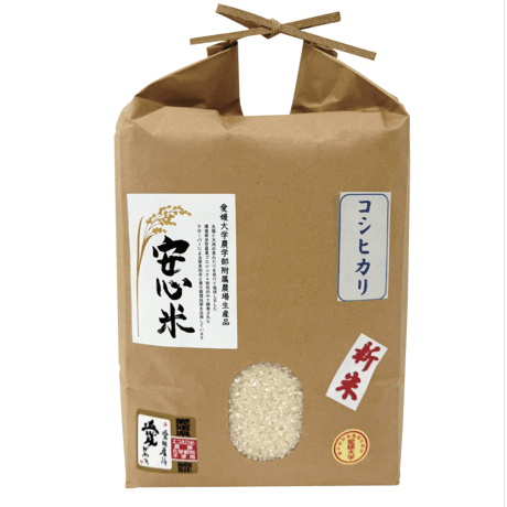 【期間・数量限定】2026年産新米／農薬・化学肥料不使用「愛媛大学の安心米」（コシヒカリ）1袋5kg
