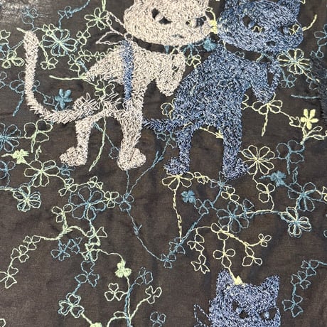 PJC刺繍テキスタイル★月夜のクロッチ（50cm x 生地巾115cm）