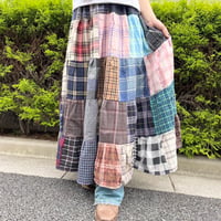 ランダムチェックのパッチワークスカート IGB5349