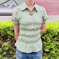 パステルメロンのシャーリングシャツ IGT5351